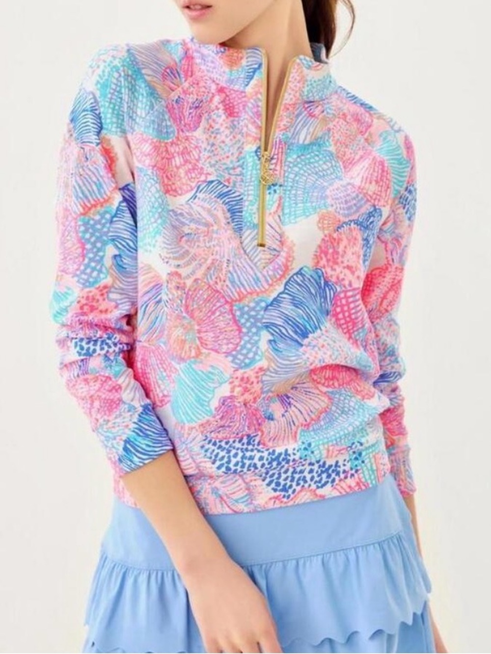 Lilly Pulitzer Ashlee  Half-Zip Pullover - Multi Roar of the Seas Size large NWT